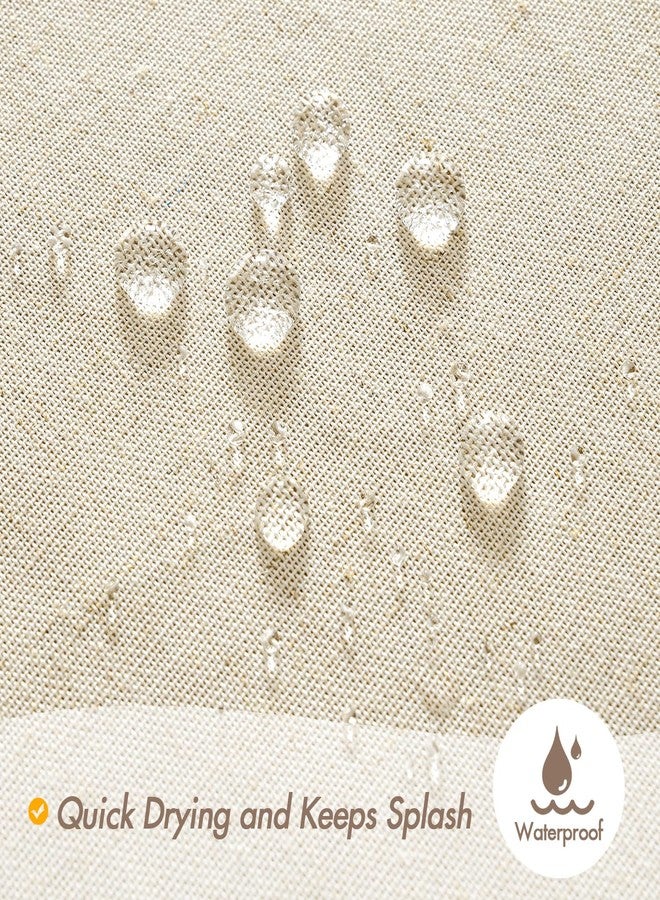 MIULEE Extra Long Linen Shower Curtain 84 Inches with 12 Metal Hooks Boho Farmhouse Heavy Buttonhole Fabric Shower Curtain Set Waterproof Thick Cloth Neutral Curtains for Bathroom W72*L84, Natural - Image 5