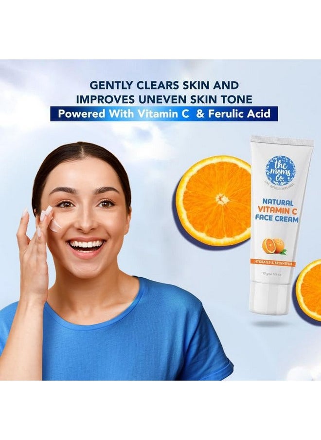 The Moms Co - . Natural Vitamin C Face Cream I Cleans & Brightens Skin I Oil Free Look I Instant Glow I Orange Beads I 15 Gm - Image 1