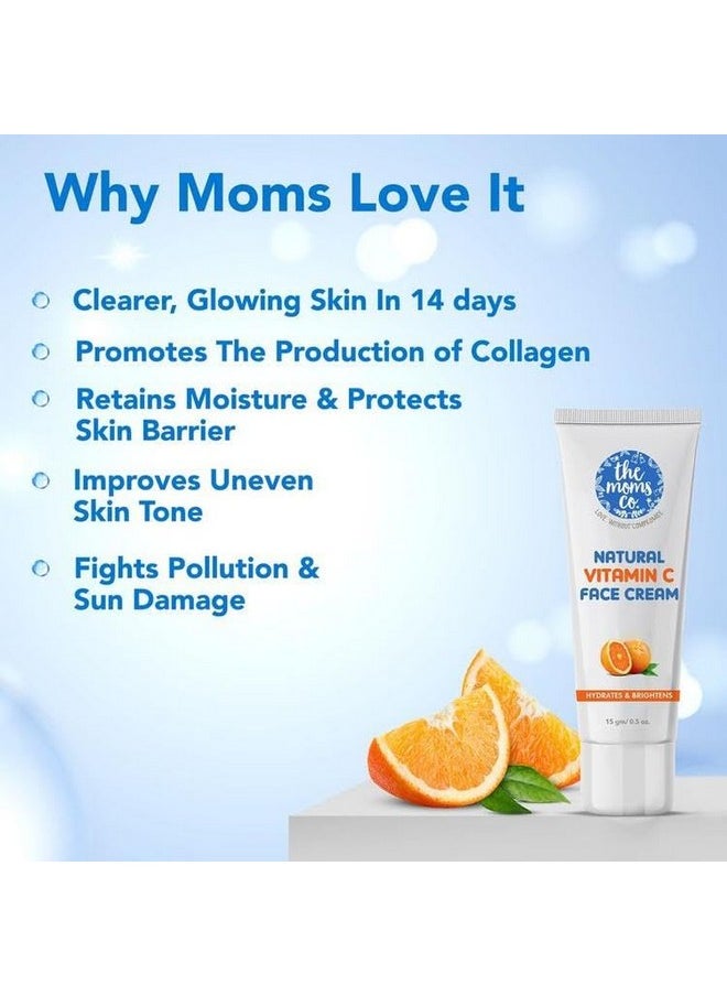 The Moms Co - . Natural Vitamin C Face Cream I Cleans & Brightens Skin I Oil Free Look I Instant Glow I Orange Beads I 15 Gm - Image 1