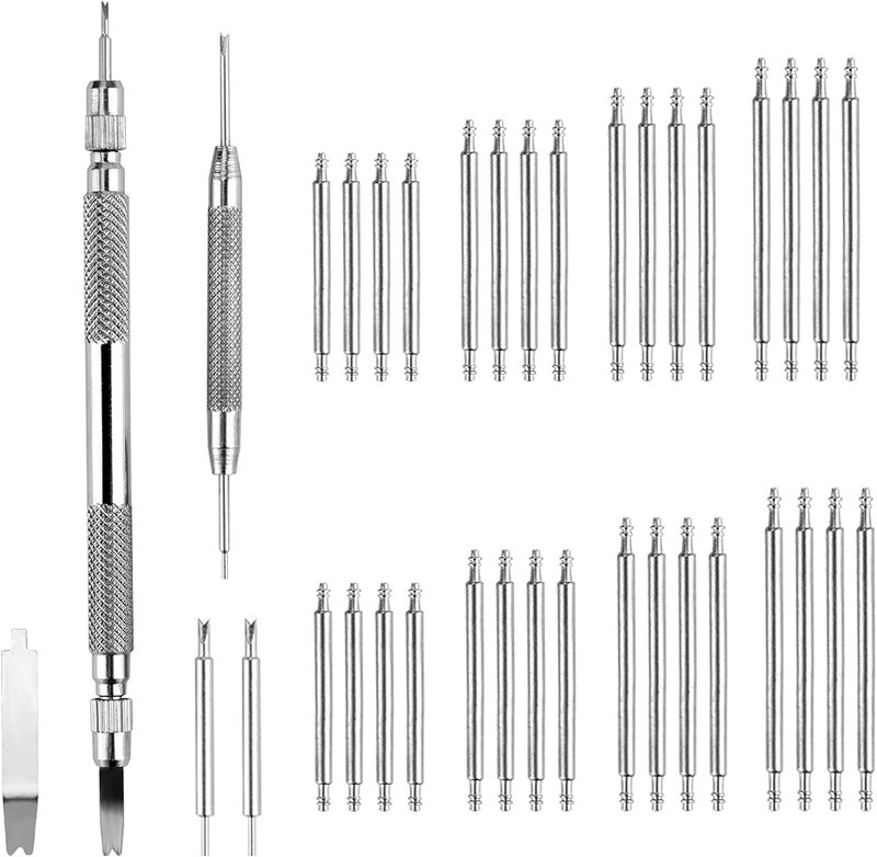 XOOL Spring Bar Tool, Watch Band Tool Set, Watch Wrist Bands Strap Removal Repair Fix Kit with Extra 3 Tips Pins & 40PCS Heavy Duty Stainless Steel Pins - Image 1