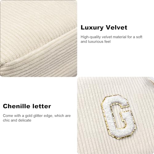 LETGO Preppy Personalized Initial Monogram Makeup Bag - Cosmetic Pouch Case for Women - Teacher, Sister, Friendship or Birthday Gifts (Letter A, Beige) - Image 4