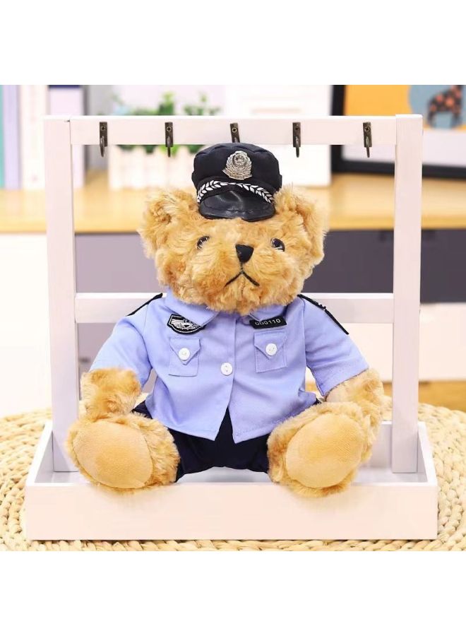 Corn Doll Special Police Bear Police Doll Traffic Police Bear Fire Souvenir Promotional Gifts-Specifications:Police Brown-Color:25cm  - Image 1