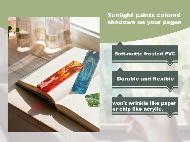 TwoDays Fantasy Stained Glass Transparent PVC Bookmarks - Magical Merch for Reading Women & Men, Unique Bookish Gifts for Book Lovers Booktok, Cool Book Accessories (Set of 3, 6'' x 2'') - Image 4