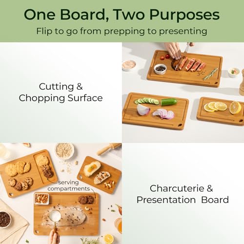 Keechee Bamboo Cutting Board, Durable Wood Cutting Boards for Kitchen with Deep Juice Grooves & Built-in Handles, Ideal Charcuterie & Chopping for Meat, Vegetables and Fruits Ideal Kitchen Gifts - Image 3