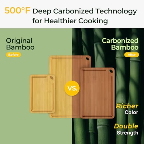 Keechee Bamboo Cutting Board, Durable Wood Cutting Boards for Kitchen with Deep Juice Grooves & Built-in Handles, Ideal Charcuterie & Chopping for Meat, Vegetables and Fruits Ideal Kitchen Gifts - Image 2