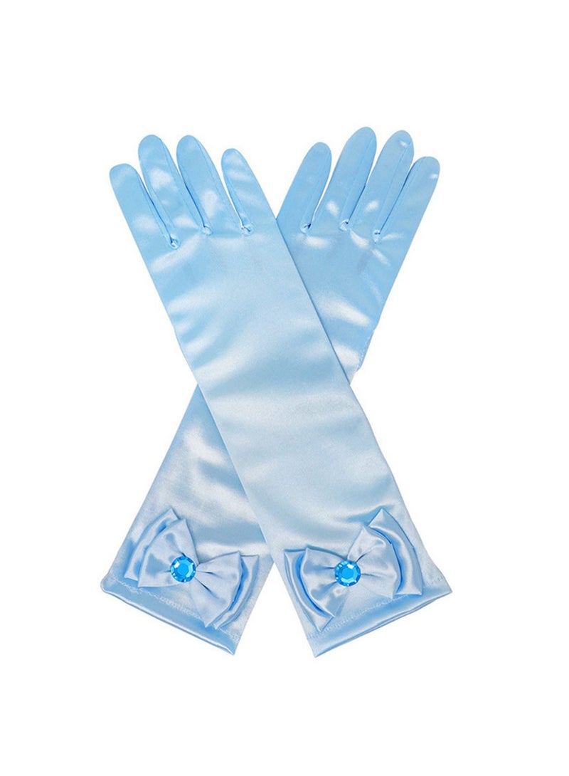 المجمدة إلسا ملحقات مجموعة من 7 فستان فانسي بنات الأميرة التاج الرأس القفازات عصا سحرية الأزياء الأميرة الملحقات مجموعة فستان فانسي أميرة الجليد (أزرق) - Image 5