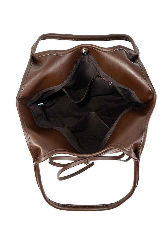 Avilego Vintage French Bow Tote Bag Large Capacity Hobo Bag Shoulder Bag Satchel Purse Chic Underarm Bag for Women Girls, Pu Coffee - Image 4