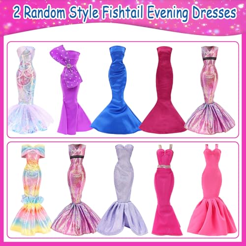 HONLAELLA 43 Pcs Doll Clothes Accessories Include 2 Evening Dresses 5 Fashion Dress 5 Tops 5 Pants Chill Outfits 3 Swimsuits with 15 Pairs of Shoes 13 Accessories for 115 Inch Girl Dolls Clothing Set - Image 5