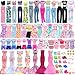 HONLAELLA 43 Pcs Doll Clothes Accessories Include 2 Evening Dresses 5 Fashion Dress 5 Tops 5 Pants Chill Outfits 3 Swimsuits with 15 Pairs of Shoes 13 Accessories for 115 Inch Girl Dolls Clothing Set - Image 2