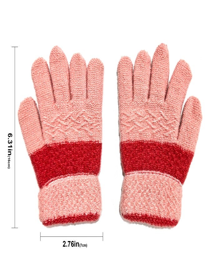 AIMI 3 Pairs Kids Winter Knit Gloves Stretchy Full Finger Fluffy Warm Mittens for Children Toddler Girls 5-10 Years - Image 2