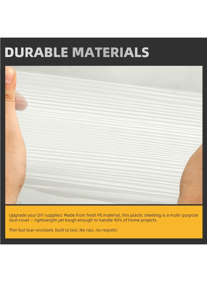 20 Pack of  Plastic Drop Cloth, 9x12 ft, Waterproof Paint Tarp, Clear Plastic Cover, Dust-Proof Paint Protection Sheeting - Image 4