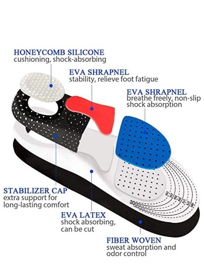 Breathable Shock Sport Eva Insole, Cut-To-Fit Shoe Cushion, Comfortable Insoles Relieve Foot Pain& Pressure Pain Cushion for Women & Men, Suitable for Athletic Casual & Work（40-45） - Image 5