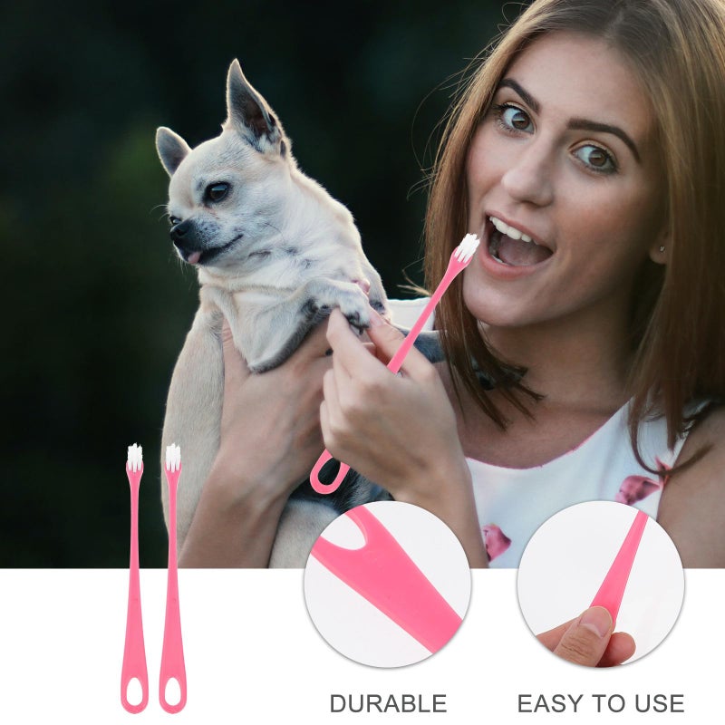 2Pcs Pet Toothbrush Set Soft Bristles Long Handle For Dog Cat Teeth Cleaning - Image 3