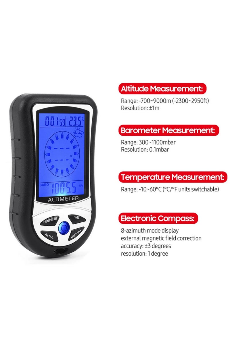 DS302 8 In 1 Handheld Digital LCD Electronic Navigation GPS Compass Altimeter Altitude Gauge Thermometer Fishing Barometer Outdoor Survival Tool for Hiking Camping Hunting Adventure - Image 3
