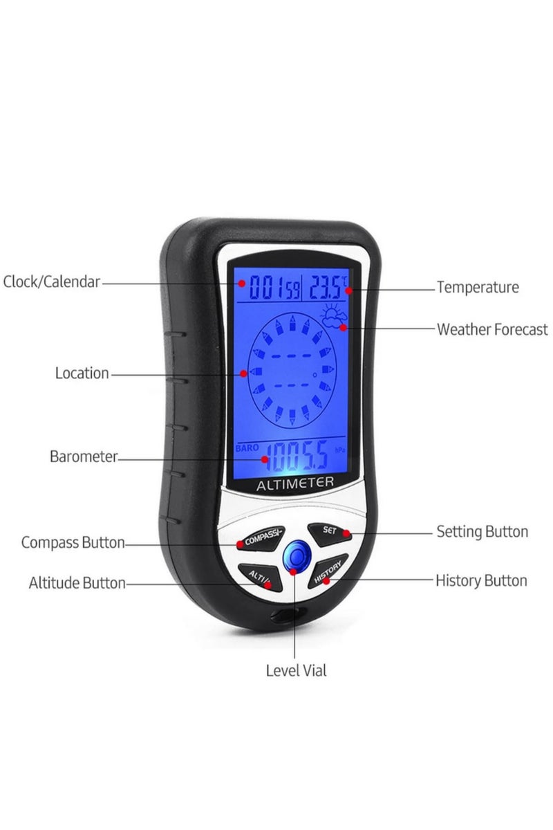 DS302 8 In 1 Handheld Digital LCD Electronic Navigation GPS Compass Altimeter Altitude Gauge Thermometer Fishing Barometer Outdoor Survival Tool for Hiking Camping Hunting Adventure - Image 2