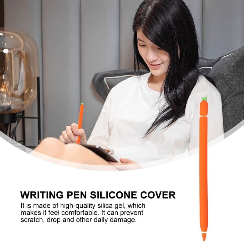 jellyflow Compatible for Pencil 1/ 2 Pencil Silicone Holder Sleeve Skin Cover Magnetic case and Nib Cover Non- Slip Smooth Grip Cute Carrot Accessories - Image 4