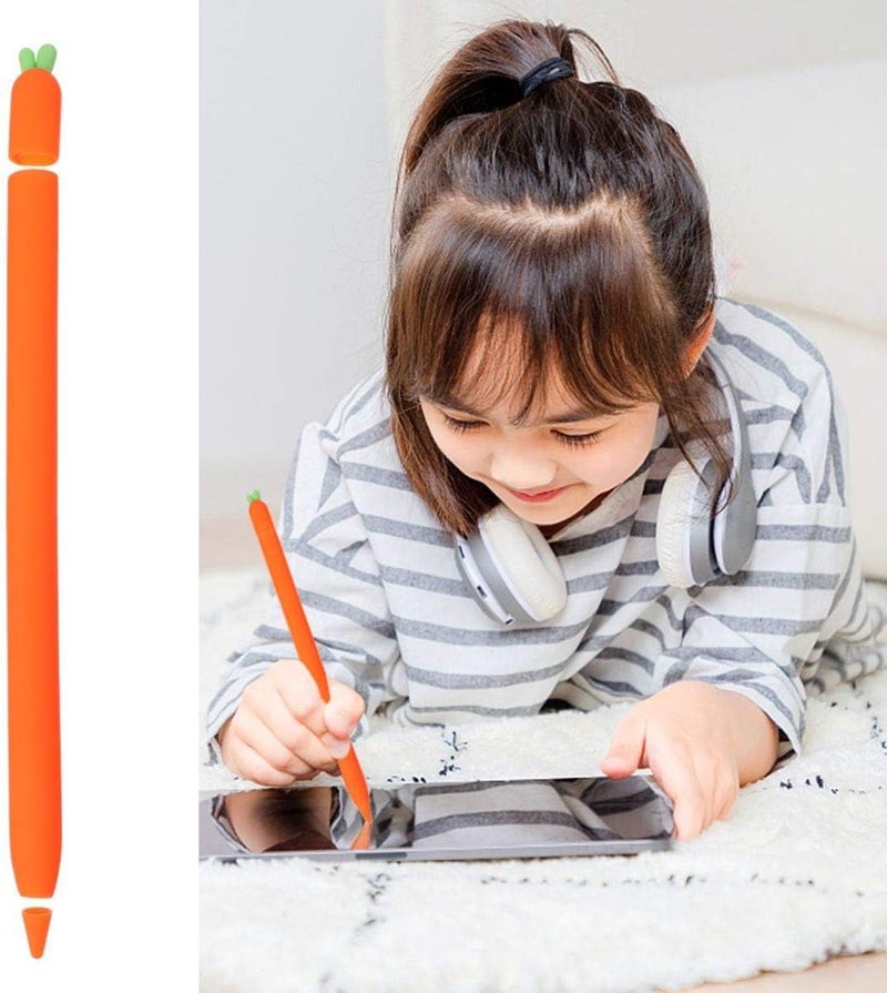 jellyflow Compatible for Pencil 1/ 2 Pencil Silicone Holder Sleeve Skin Cover Magnetic case and Nib Cover Non- Slip Smooth Grip Cute Carrot Accessories - Image 3