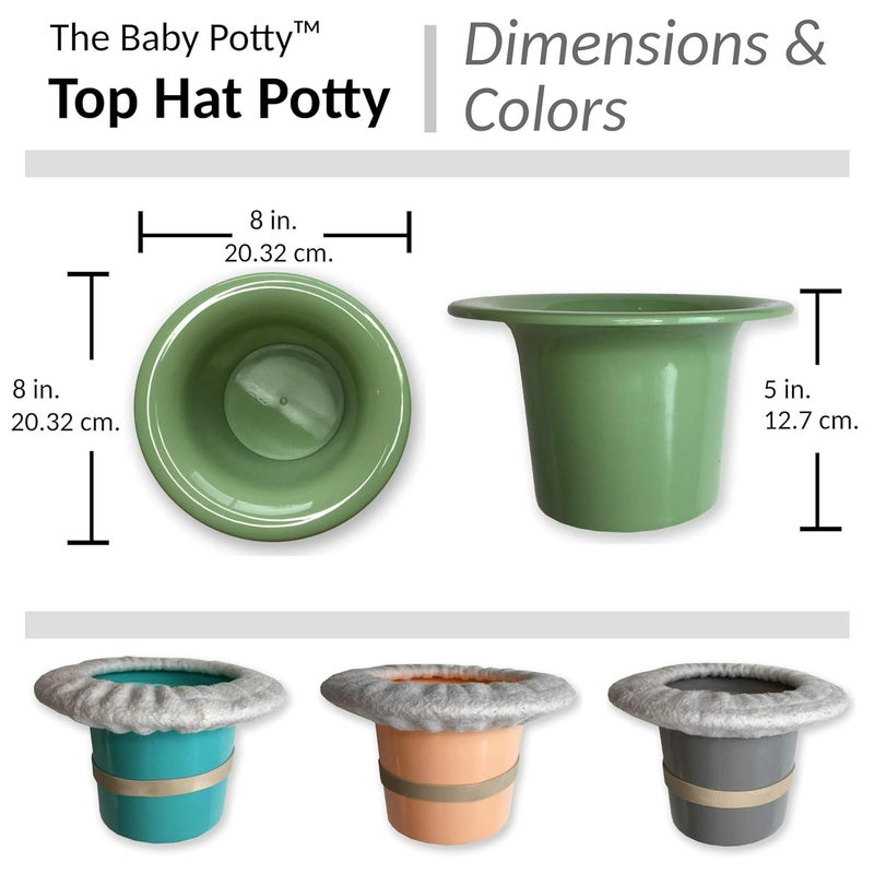 Tiny Undies Top Hat Potty for Newborn Infant Potty Training | Elimination Communication | Includes 100% Cotton Undyed Fleece Cozy | Anti-Slip Rubber Band | for EC Baby Potty Training (Turquoise) - Image 2