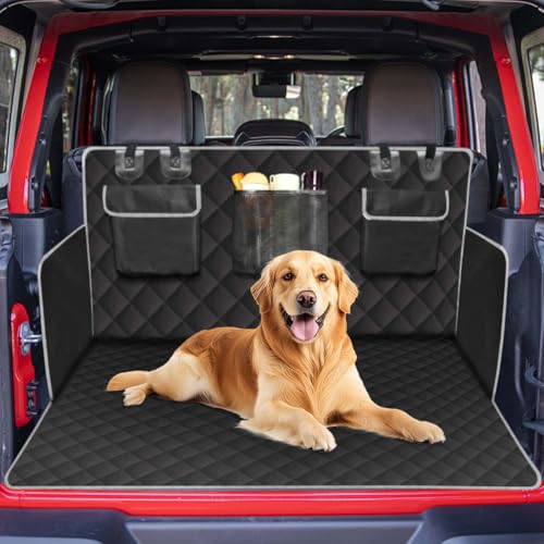 Tuxihapp SUV Cargo Liner for Dogs Universal Scratchproof Dog Trunk Cover with Bumper Flap Protector Non Slip Waterproof Vehicle Pet Back Seat Mat Accessories for Sedans Trunks Black - Image 1