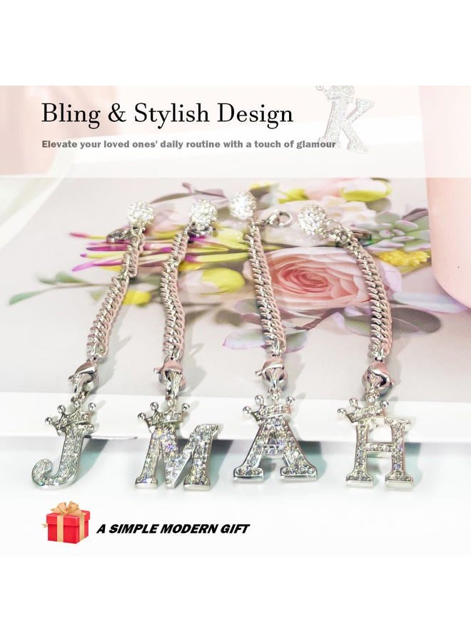 LUHOHI Silver Letter Charms for Stanley Cup- Crown Letter Charms Accessories for Stanley Handle 40Oz Tumblers Water Bottle Cup Initial Keychain with Diamond Glitter Jewelry Personalized Decorations M - Image 5