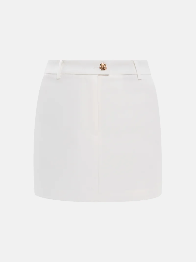 Lichi Straight mini skirt with flower buttons