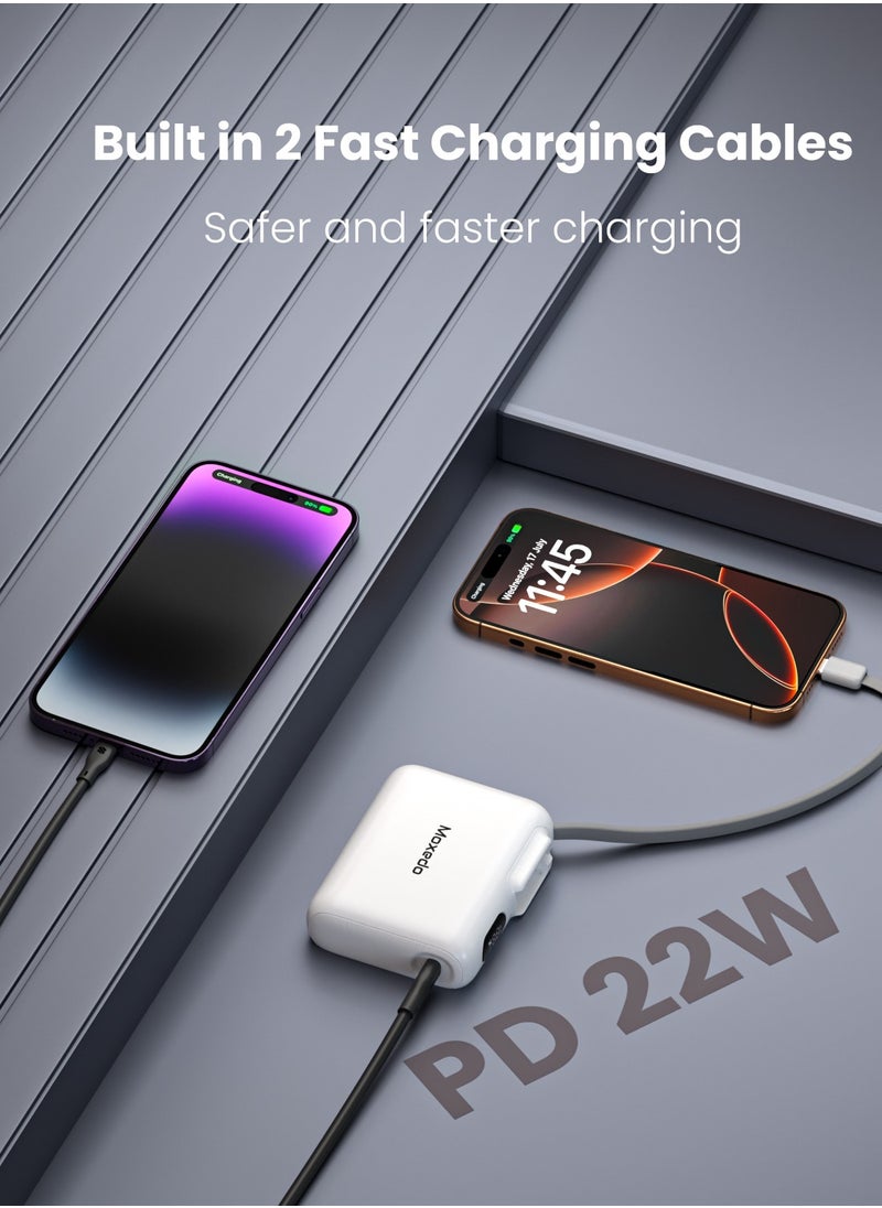 Moxedo - Moxedo Combo 5x 10,000 mAh Power Bank with Charging Dock 20W Power Delivery USB-C Fast Charging with Built-in Type-C Cable (White) - Image 1