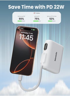 Moxedo Moxedo Combo 5x 10,000 mAh Power Bank with Charging Dock 20W Power Delivery USB-C Fast Charging with Built-in Type-C Cable (White)  - Image 4