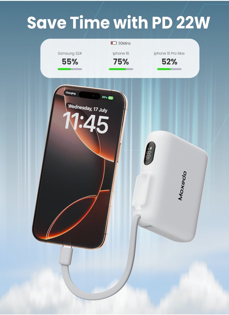 Moxedo - Moxedo Combo 5x 10,000 mAh Power Bank with Charging Dock 20W Power Delivery USB-C Fast Charging with Built-in Type-C Cable (White) - Image 1