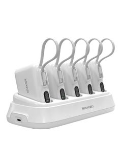 Moxedo Moxedo Combo 5x 10,000 mAh Power Bank with Charging Dock 20W Power Delivery USB-C Fast Charging with Built-in Type-C Cable (White)  - Image 1