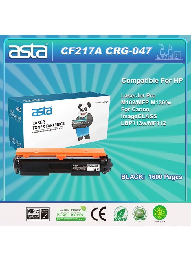 استا خرطوشة حبر أسود عالمية ASTA CF217A 17A CRG047 متوافقة مع طابعات HP Canon LaserJet Pro M102 MFP M130Fw ImageCLASS LBP113W MF112، مستهلكات مكتبية CRG 047 CRG-047 طباعة فلاش سلسة - Image 1