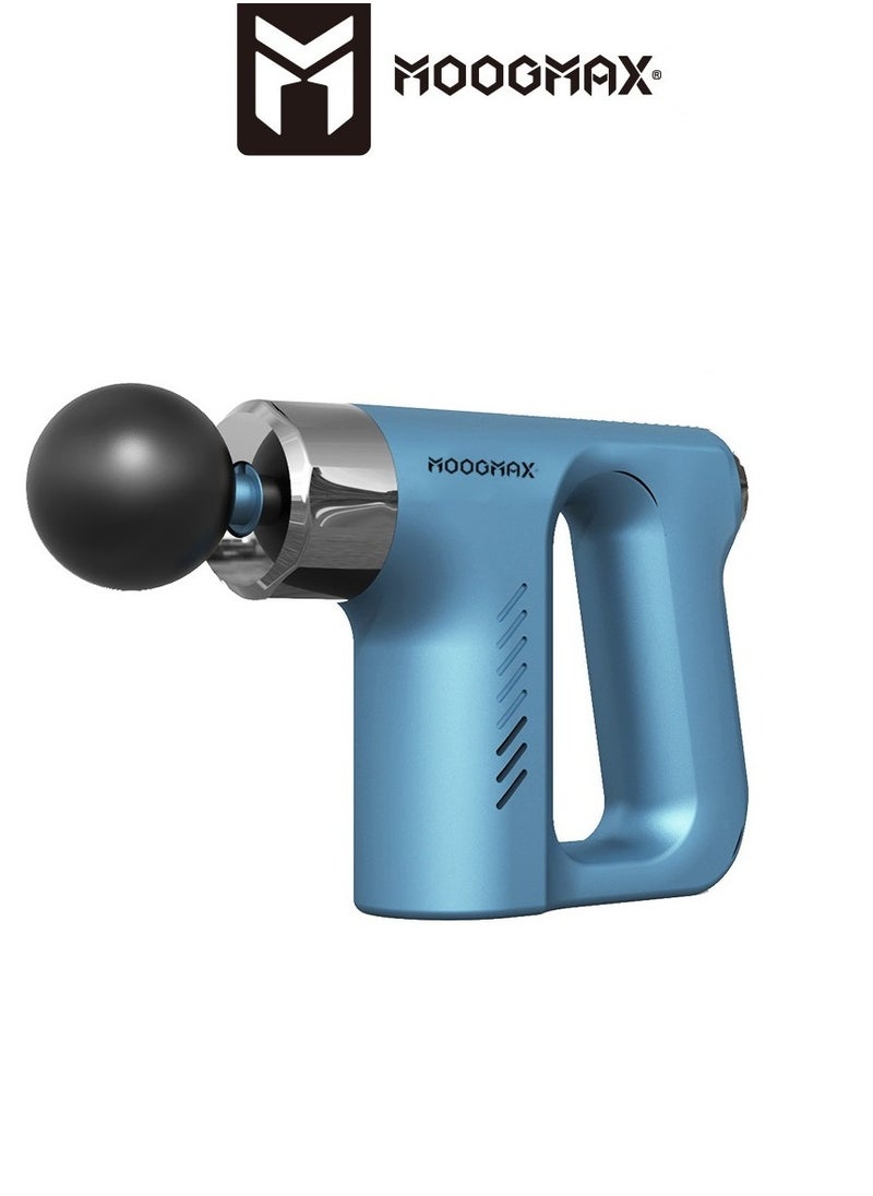 MOOGMAX - Muscle massage gun device with five speeds and four multi-heads with a strong and safe battery. Helps relax muscles. Blue - Image 1