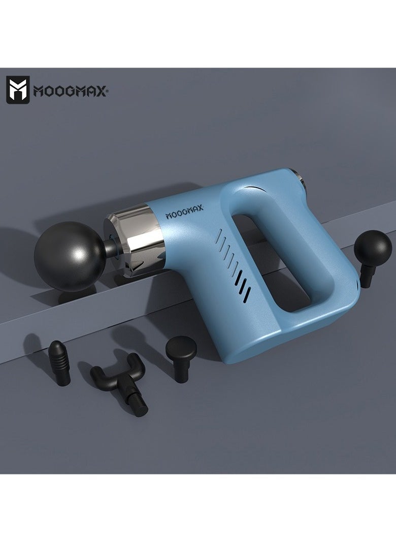 MOOGMAX - Muscle massage gun device with five speeds and four multi-heads with a strong and safe battery. Helps relax muscles. Blue - Image 1