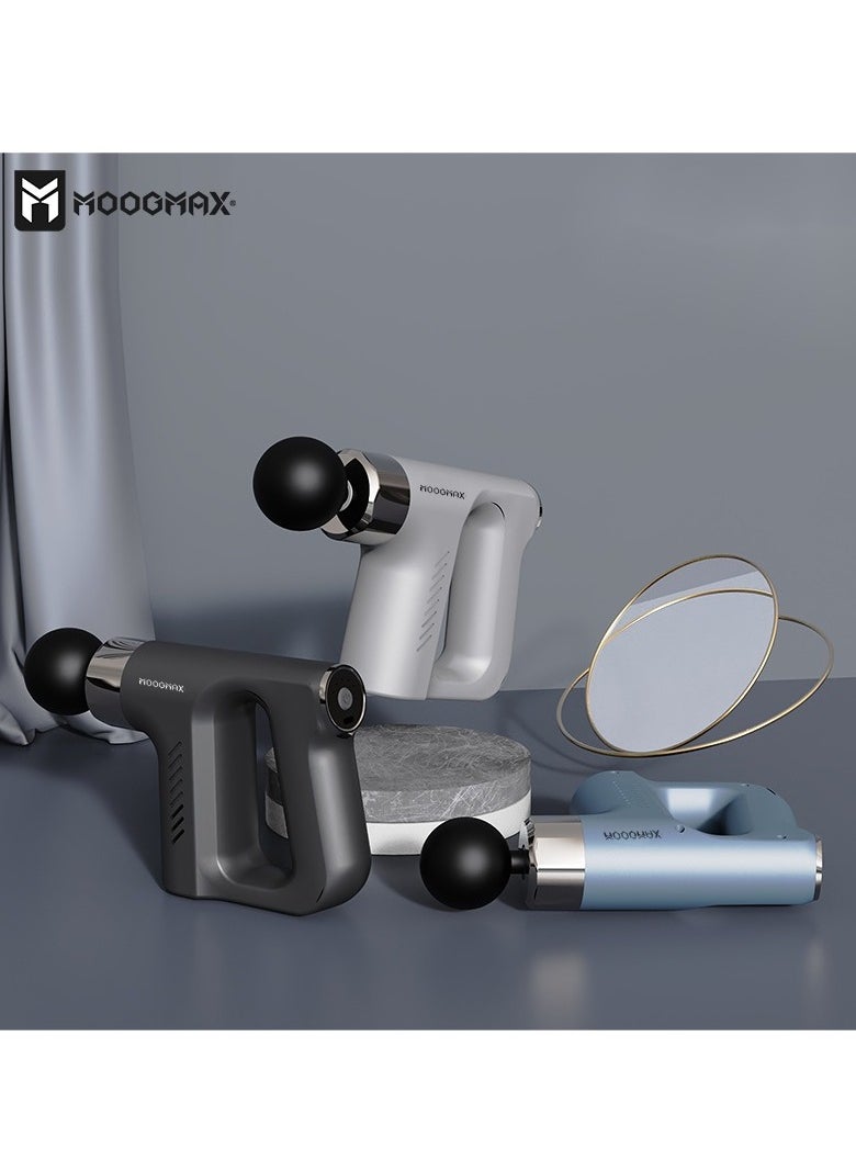 MOOGMAX - Muscle massage gun device with five speeds and four multi-heads with a strong and safe battery. Helps relax muscles. Blue - Image 1