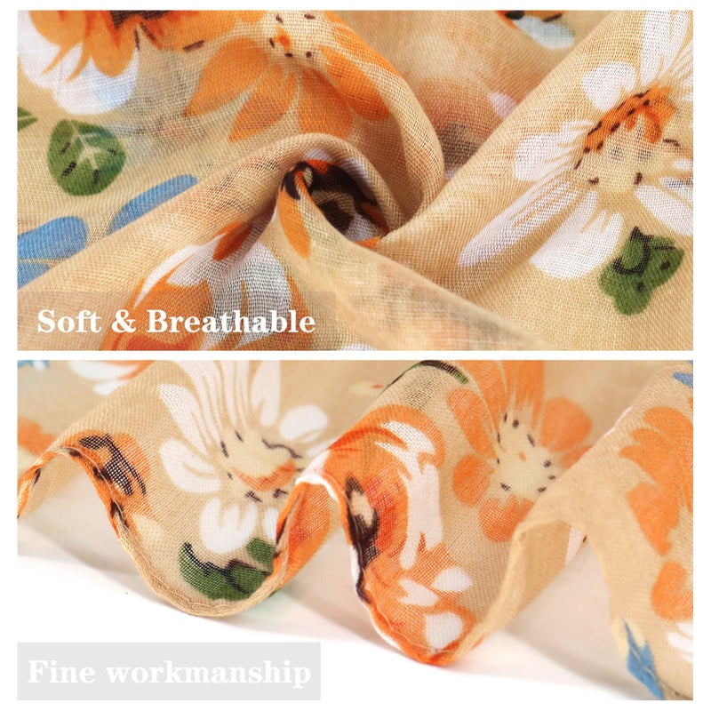 vimate fashion lightweight scarf -ladies warm beige/khika floral big neck scarf for women spring fall winter (US-Style 27) - Image 2