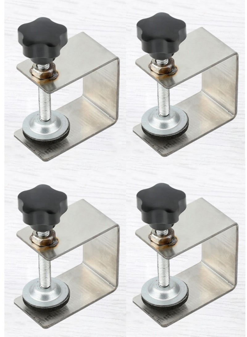 VITION 4pcs Drawer Fixing Clip, Stainless Steel Stable Furniture Woodworking Jig, Easy to Use & Adjust Jig Cabinet Tool Furniture Steel Drawer Front Installation Clamp(Silver) - Image 1