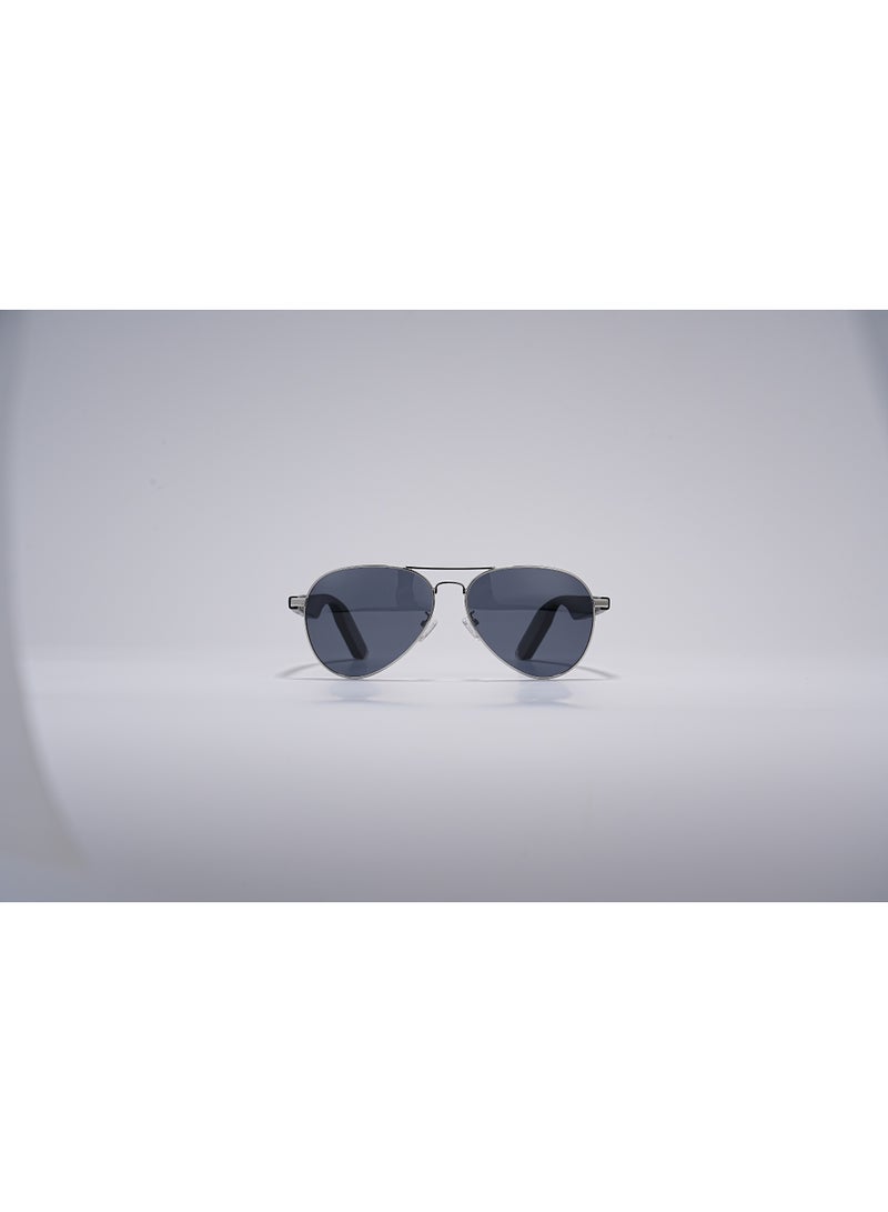 GoRhythm Sunglasses,Go Rhythm Ai Translation smart glasses with ai assistant app,Bluetooth audio glasses-Silver gray frame with black temples - Image 1