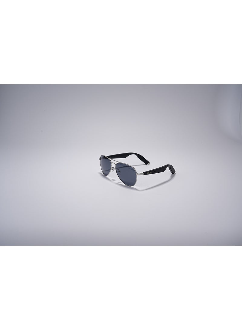 GoRhythm Sunglasses,Go Rhythm Ai Translation smart glasses with ai assistant app,Bluetooth audio glasses-Silver gray frame with black temples - Image 5