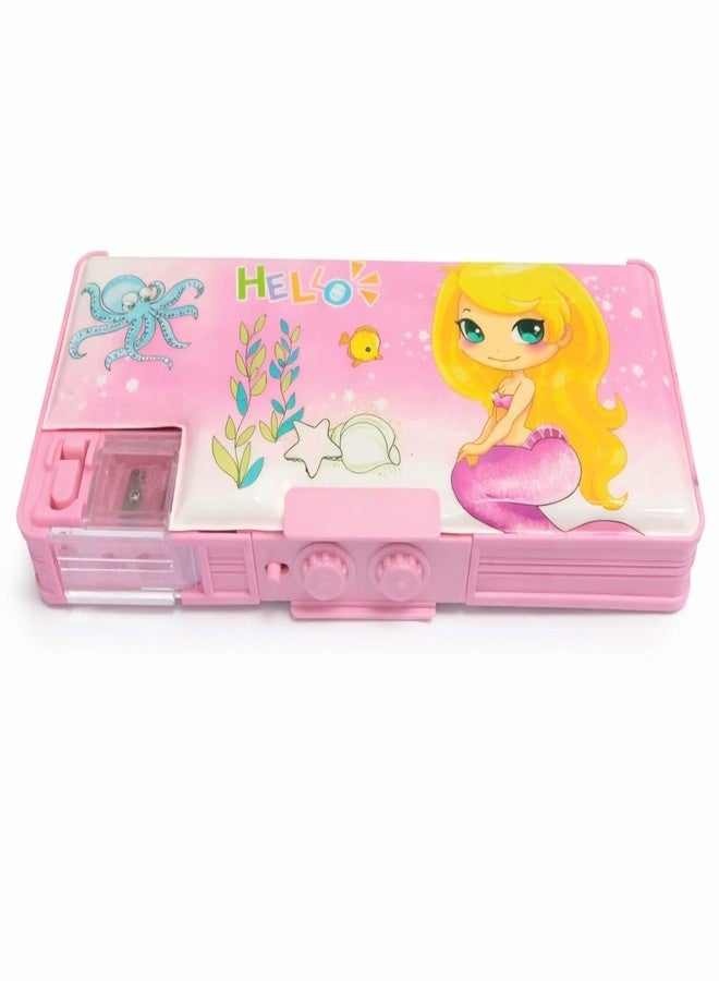 SMAX Password Protected Pencil Box Double Sided Geometry with Compass and Pop-up Sharpener School Stationery Box for Boys & Girls (Design_4) - Image 1