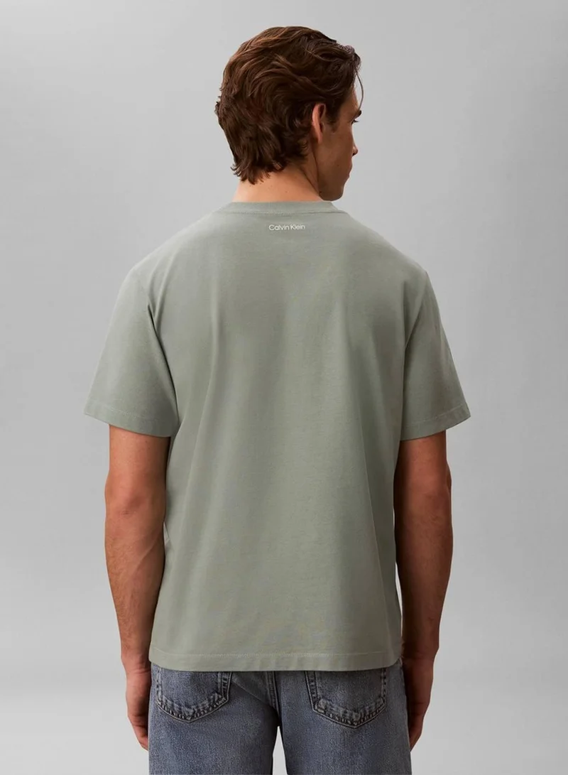 Calvin Klein Jeans Chinois Green Embroidered Logo T-Shirt for Men | Best Price UAE