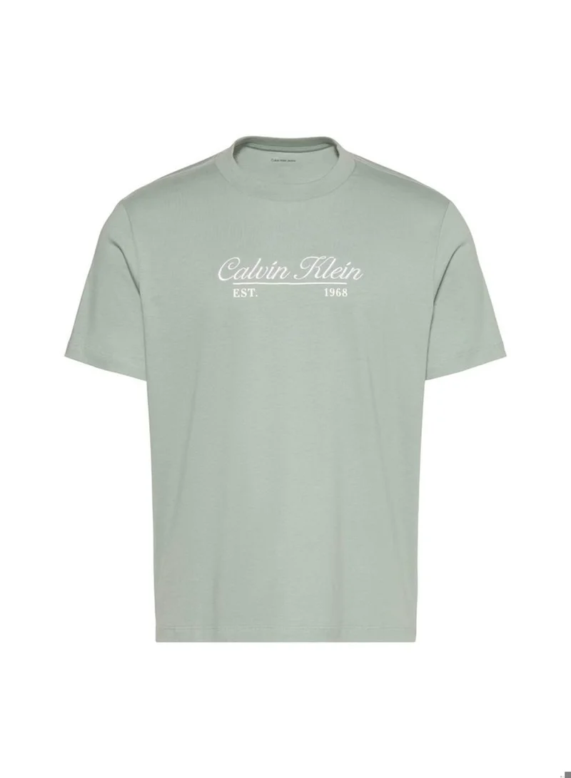 Calvin Klein Jeans Chinois Green Embroidered Logo T-Shirt for Men | Best Price UAE