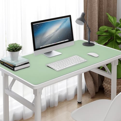 AROPANA Vegan Leather Desk Mat | Large Reversible Mouse Pad & Computer Table Protector | Dual-Side Waterproof Extended Laptop Pad with Edge-Stitched Design (120x60CM, Light Green and Blue) - Image 3