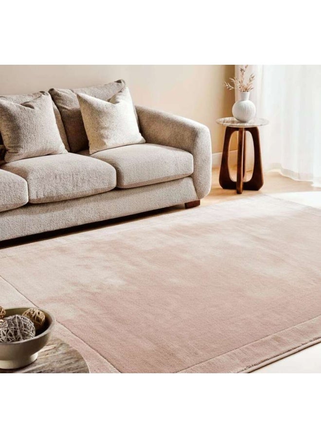 Pan Home Hand Woven Wool Viscose Rug - Beige - Image 1
