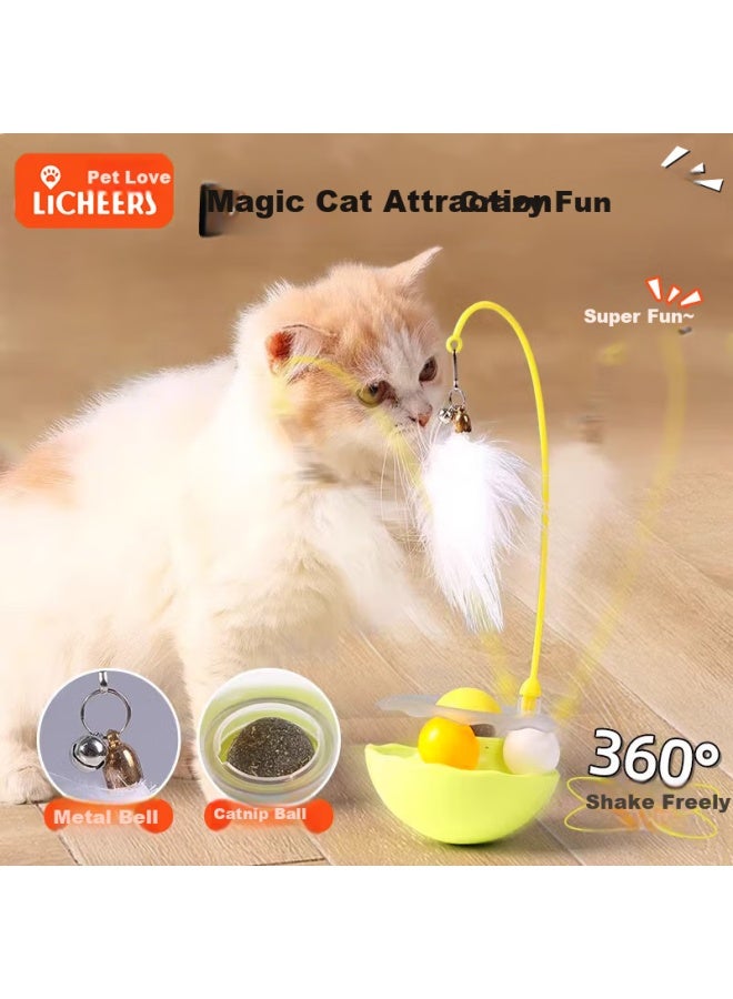 Licheers Cat Toy, Teaser Wand, Tumbler Toy, Catnip Ball, Self-entertaining Boredom Relief Cat Toy, Light Gree - Image 1
