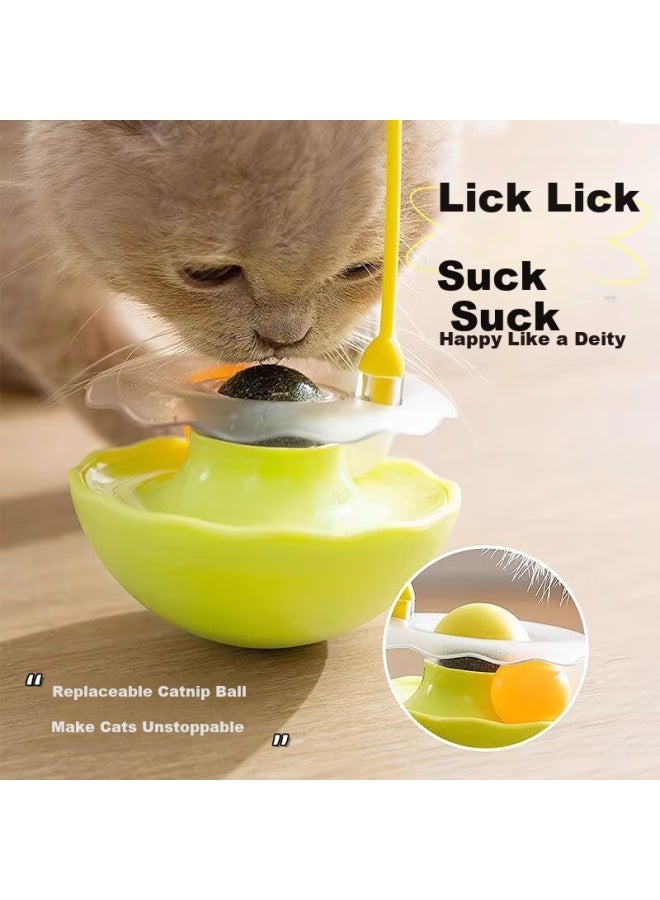 Licheers Cat Toy, Teaser Wand, Tumbler Toy, Catnip Ball, Self-entertaining Boredom Relief Cat Toy, Light Gree - Image 3