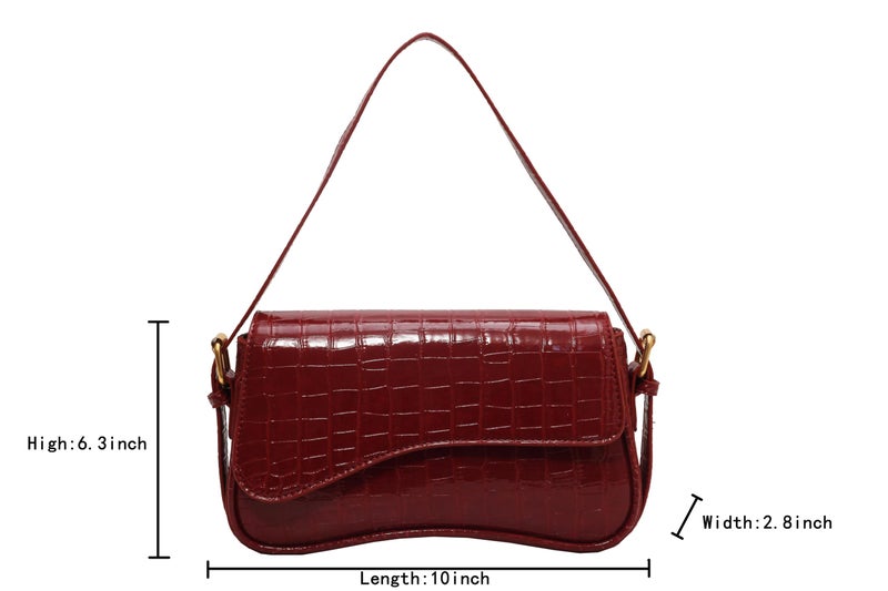 Gumhay Women's Small Shoulder Bag Clutch Y2KPurse Handbag PU Leather Tote Bag with 2 Removable Straps and Zipper Closure Crossbody Bags (Crocodile red) - Image 3