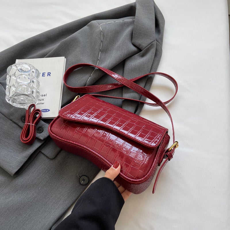 Gumhay Women's Small Shoulder Bag Clutch Y2KPurse Handbag PU Leather Tote Bag with 2 Removable Straps and Zipper Closure Crossbody Bags (Crocodile red) - Image 5