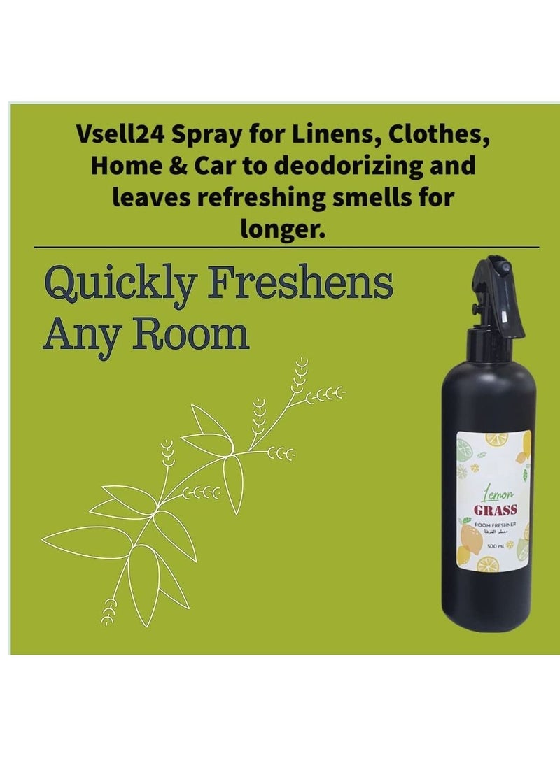 Lemon Grass Room Freshner For Home and Office, Air Freshener Blended With Lemon Gross Essential Oil Odor Eliminator for Pillows, Bedsheet, Carpet 500ml ( 1 Pack) - Image 3