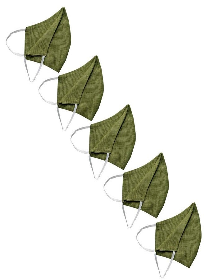 Kundan Cotton Dark Green Color Reusable Washable Anti Pollution 2 Layer Face Mask (Pack Of 5 Mask) - Image 3