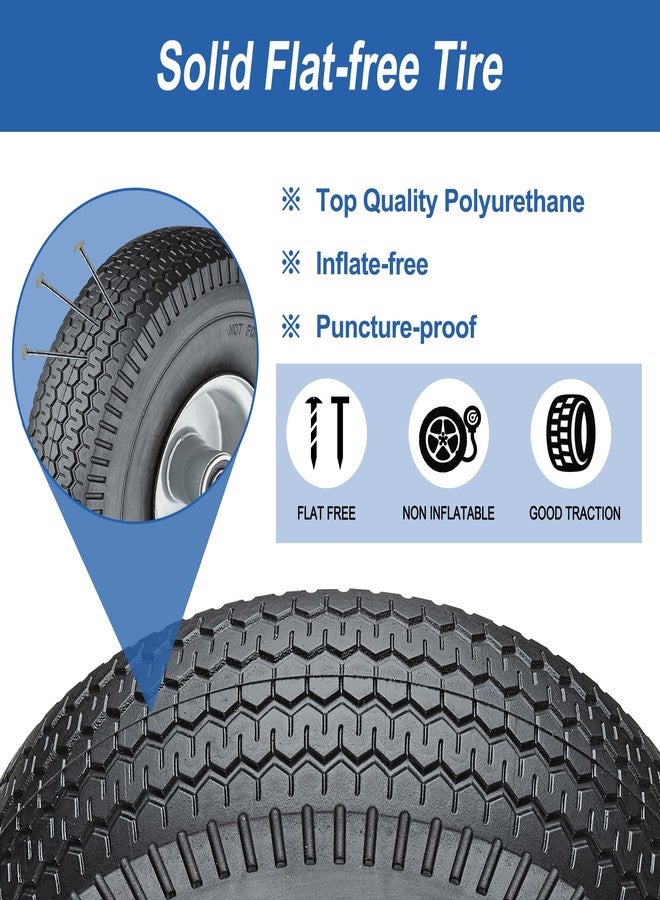 Cubesprings 4.10/3.50-4 Tire and Wheel Flat Free,Solid 4.10/3.50-4 Tires with 5/8”Axle Bore Hole&2.2” Offset Hub, 10 Inch Tires and Wheels for Hand Truck Dolly Wagon Garden Cart Wheelbarrow Replacement, Pack of 2 - Image 3