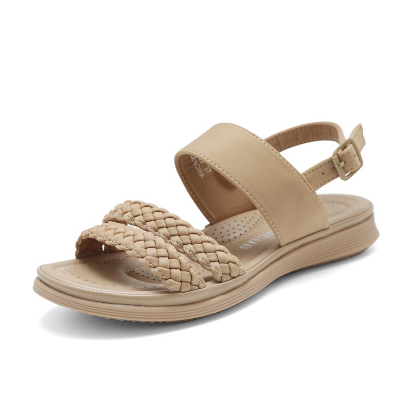 DUUCUB Women's Flat Sandals Ankle Strap Open Toe Summer Braided Sandal Beach Comfortable Platform Outdoor Slingback Dress Shoes Beige Size 9 - Image 4